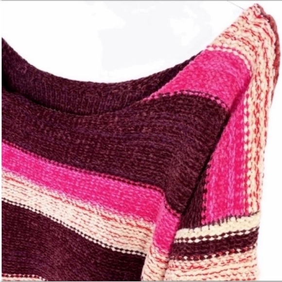 WOVEN HEART off the shoulder striped sweater M - Picture 4 of 10